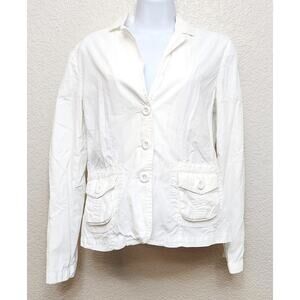 Classic Blues White 3 Button Notched Collar Blazer Small Lightweight Pockets